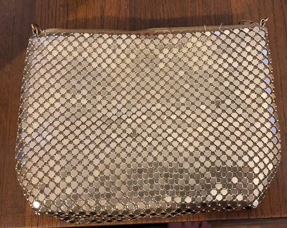 Vintage Gold Shimmer Handbag Purse Makeup Bag Small No strap Glitter Metalic